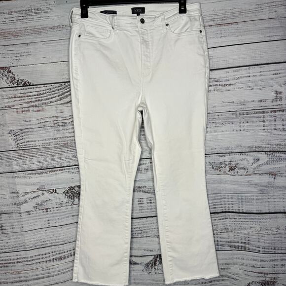 NYDJ Slim Bootcut Jeans with Fray Hem Optic White 14 - Picture 2 of 4